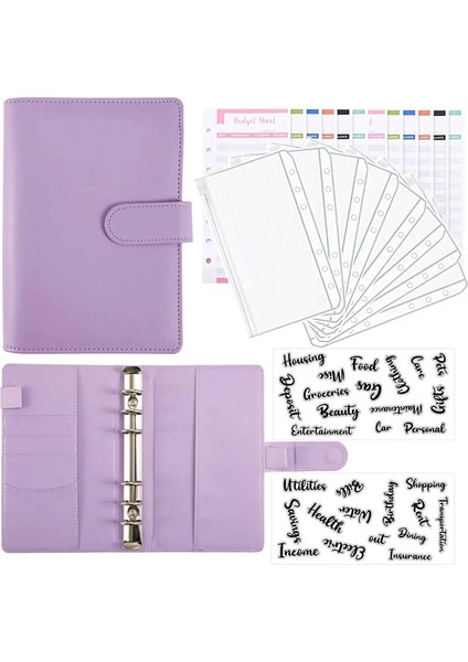 Altın ve Etiket A6 Bütçe Bağlayıcı Planlayıcısı 6 Adet Nakit Zarflar ile Renkli Pu Deri Defter Kapakları Klasör Bağlayıcı A6 Bağlayıcı Cepler (Yurt Dışından) fiyatları
