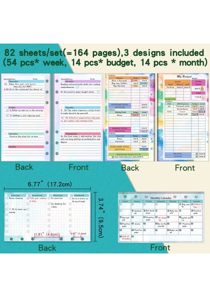 Bütçe 14 Adet A6 Gevşek Yaprak Defter Dolum Spiral Ciltleyici Iç Sayfa Bütçe Sayfası Haftalık Aylık Iç Kağıt Kırtasiye (Yurt Dışından)