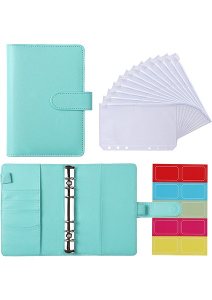 Gri Set A6 A5 A6 Pu Deri Defter Bağlayıcı Bütçe Planlayıcısı Organizatör 6 Halka Bağlayıcı 12 Bağlayıcı Cepler ve 1 Sayfalık Bütçe Sayfaları Etikel (Yurt Dışından)