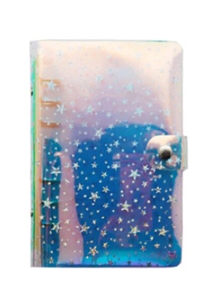 Lazer Yıldız A6 A5/a6 Glitter Pul Gevşek Yaprak Defter Iç Çekirdek Kapak 6 Yüzük Şeffaf Dosya Klasörü Bağlayıcı Halkası Kawaii Kırtasiye Tedarik (Yurt Dışından)