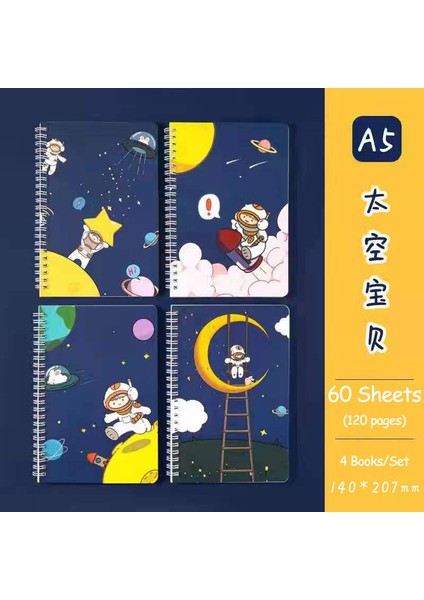 Astronot Rastgele 2 Kitap A5 Boyutu Bobin Astarlı Defterler Kawaii Kapak 2 Rastgele Sevimli Kitaplar Kawaii Kore Kırtasiye Öğrenciler Için Okul Malzemeleri (Yurt Dışından)
