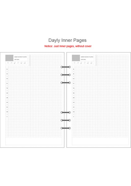 Günlük A5 2023 45 Sayfa Kawaii A5 A6 Gevşek Yaprak Defter Kağıdı Dolum Spiral Ciltleyici Dizin Iç Sayfalar Aylık Haftalık Günlük Planlayıcı Gündem (Yurt Dışından)