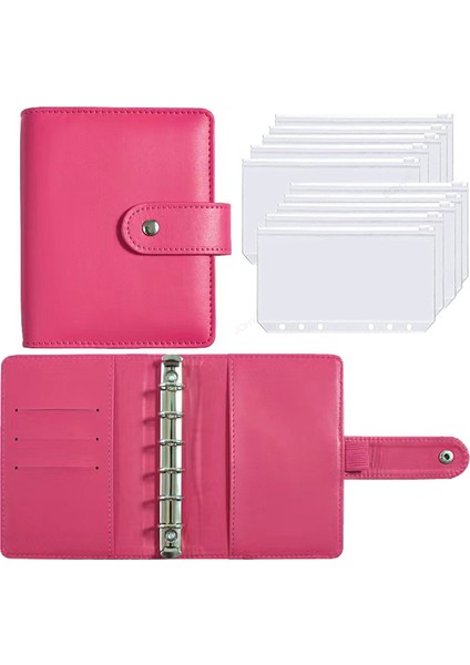 E Set A7 2023 Yeni Pu Deri Defter A7 Bağlayıcı Dıy Planlayıcısı Organizatör 6 Fermuarlı Cepler 12 Adet Bütçe Sayfası 2 Adet Fransız Alfabesi Çıkartmalar (Yurt Dışından)