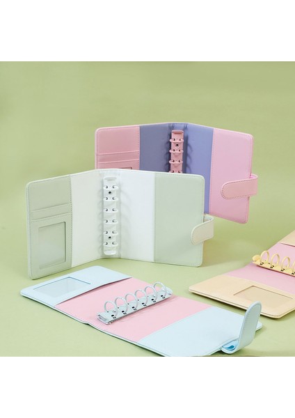 15 Yaprak Macaron Renk A6 6 Telli Pu Klipsli Defter Deri Gevşek Yaprak Defter Kapağı Defterler 3 Inç Fotoğraf Kartı Toplama Kitap (Yurt Dışından)