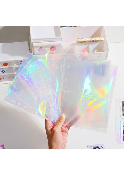 Çiçek 4 Kuşak 10 Adet A5 A5 A6 10 Adet Lazer Şeffaf Dosya Tutucu Dizüstü 6 Delik Gevşek Yaprak Dıy Belge Çantası Bağlayıcı Halkaları Pvc Depolama Bağlama Klasörü (Yurt Dışından)