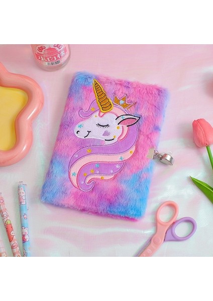 Mor Çocuk Peluş Unicorn Karikatür Dizüstü Kilitlenebilir Günlüğü Kitap Kız Öğrenci Anaokulu Hediye Kırtasiye Tedarikçisi (Yurt Dışından)