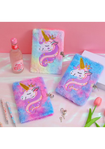 Mor Çocuk Peluş Unicorn Karikatür Dizüstü Kilitlenebilir Günlüğü Kitap Kız Öğrenci Anaokulu Hediye Kırtasiye Tedarikçisi (Yurt Dışından) modelleri