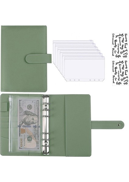 Yeşil ve Etiket A6 Planlayıcısı Dizüstü Gündem Bütçe Çalışma Kitabı Fransız Bütçe Zarf Bağlayıcı Bağlayıcı Cepler Para Bütçe Tasarrufu Fatura Organizatör (Yurt Dışından)