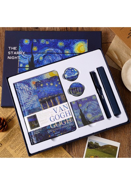 Gevşek Yaprak Seti Dizüstü Vintage Washi Bantlar Yer Işareti Etiket Dolma Kalem Kırtasiye Seti Takım Elbise Sketchbook Libretas Günlüğü 2023 Van Gogh Defterler (Yurt Dışından)