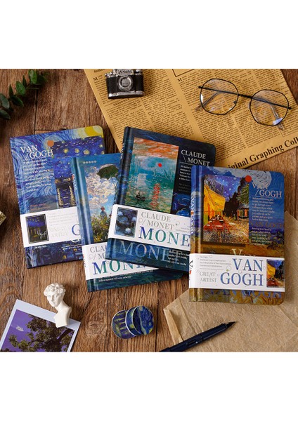 Gevşek Yaprak Seti Dizüstü Vintage Washi Bantlar Yer Işareti Etiket Dolma Kalem Kırtasiye Seti Takım Elbise Sketchbook Libretas Günlüğü 2023 Van Gogh Defterler (Yurt Dışından)