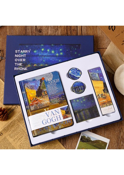 Gevşek Yaprak Seti Dizüstü Vintage Washi Bantlar Yer Işareti Etiket Dolma Kalem Kırtasiye Seti Takım Elbise Sketchbook Libretas Günlüğü 2023 Van Gogh Defterler (Yurt Dışından)