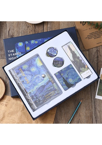 Gevşek Yaprak Seti Dizüstü Vintage Washi Bantlar Yer Işareti Etiket Dolma Kalem Kırtasiye Seti Takım Elbise Sketchbook Libretas Günlüğü 2023 Van Gogh Defterler (Yurt Dışından)