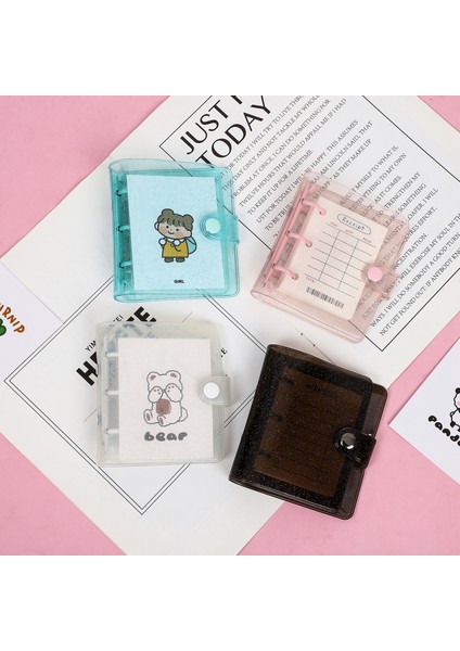 Yueliang Mini Jıanwu Yaratıcı Sevimli 3 Yüzük Mini Gevşek Yaprak Bağlayıcı Öğrenci Taşınabilir Cep Defter Dergisi Kartpostal Depolama Okul Malzemeleri (Yurt Dışından)
