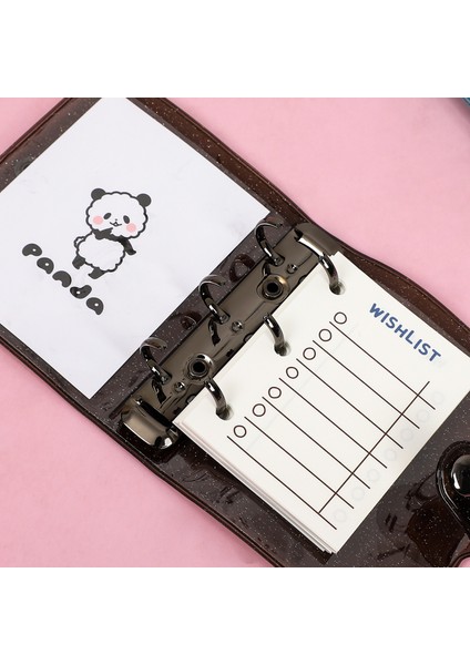 Yueliang Mini Jıanwu Yaratıcı Sevimli 3 Yüzük Mini Gevşek Yaprak Bağlayıcı Öğrenci Taşınabilir Cep Defter Dergisi Kartpostal Depolama Okul Malzemeleri (Yurt Dışından)
