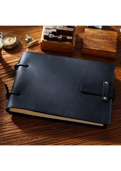 Siyah Hakiki Deri Eskiz Defteri Retro Boyama Dizüstü Çocuğun Kızın Öğrenci Deri Ciltleme Defter Klasik El Yapımı Not Defteri (Yurt Dışından)
