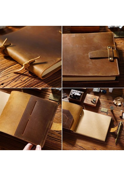 Siyah Hakiki Deri Eskiz Defteri Retro Boyama Dizüstü Çocuğun Kızın Öğrenci Deri Ciltleme Defter Klasik El Yapımı Not Defteri (Yurt Dışından)