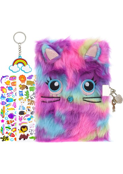 Desen 1 A5 Sevimli Peluş Günlüğü Gizli Defter Çocuklar Için Kilit ve Anahtar ile Kız Erkek Bulanık Not Defteri Kırtasiye Hediye 1 Anahtarlık + 2 Çıkartmalar (Yurt Dışından)