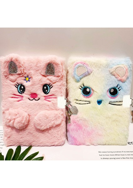 Desen 1 A5 Sevimli Peluş Günlüğü Gizli Defter Çocuklar Için Kilit ve Anahtar ile Kız Erkek Bulanık Not Defteri Kırtasiye Hediye 1 Anahtarlık + 2 Çıkartmalar (Yurt Dışından)