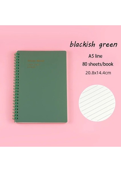 Green-A5 Hattı 1 Adet Günlük Kullanım Için Dayanıklı Defter Yazarlar Için Bobinli Defter Morandi Renkli (Yurt Dışından)