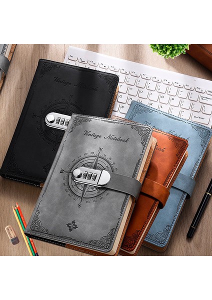 Kahverengi A5 200 Sayfa 2023 Dizüstü Retro Şifre Kitap Kilitli Günlüğü Bağlayıcı Kalınlaşmış Yaratıcı El Defter Öğrenci Not Defteri Kırtasiye (Yurt Dışından)