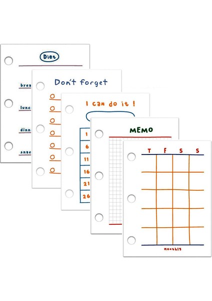 Makbuz 3 Delikli Gevşek Yaprak Spiral Defter Iç Dolum Mini Defter Ekleme Kağıdı Iç Çekirdek Izgara Günlük Aylık Planlayıcı Için Haftalık Plan (Yurt Dışından)