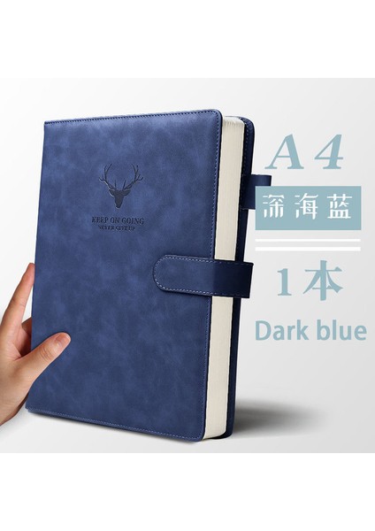 Derin Deniz Mavisi A4 A4 Defter Ultra-Kalın Kalınlaşmış Not Defteri Iş Yumuşak Deri Çalışma Toplantı Kayıt Defteri Ofis Günlüğü Eskiz Defteri Öğrenciler Sevimli (Yurt Dışından)