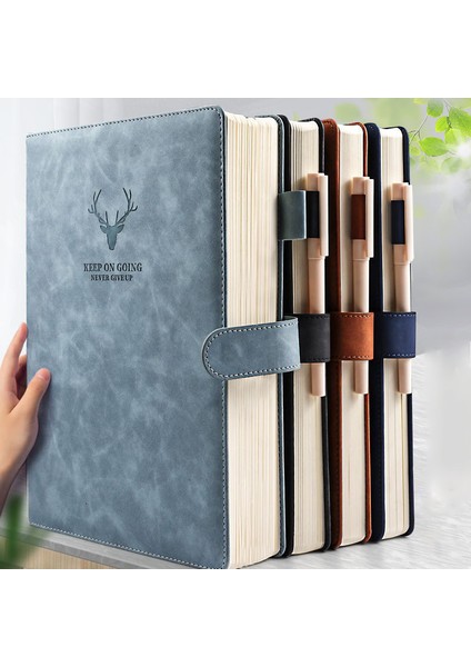 Derin Deniz Mavisi A4 A4 Defter Ultra-Kalın Kalınlaşmış Not Defteri Iş Yumuşak Deri Çalışma Toplantı Kayıt Defteri Ofis Günlüğü Eskiz Defteri Öğrenciler Sevimli (Yurt Dışından)