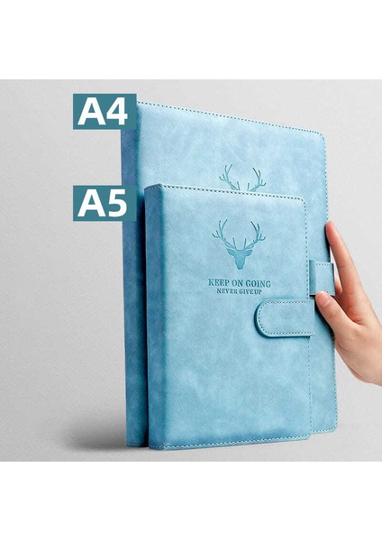Derin Deniz Mavisi A4 A4 Defter Ultra-Kalın Kalınlaşmış Not Defteri Iş Yumuşak Deri Çalışma Toplantı Kayıt Defteri Ofis Günlüğü Eskiz Defteri Öğrenciler Sevimli (Yurt Dışından)