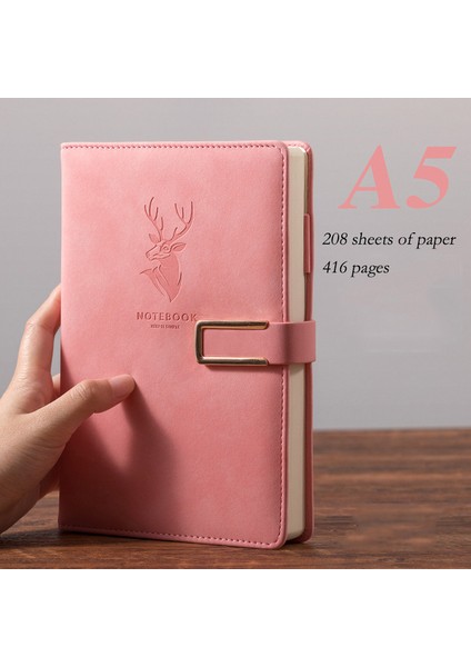 Pembe 416 Sayfa A5 A5 Dizüstü Ultra Kalın Kalınlaşmış Not Defteri Iş Yumuşak Deri Çalışma Toplantı Kayıt Defteri Ofis Günlüğü Eskiz Defteri Öğrencileri Sevimli (Yurt Dışından)