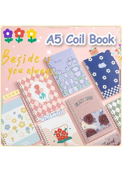 Mor Folwer Rastgele 1 Kitap A5 Boyutu Bobin Astarlı Defterler Kawaii Kapak 2 Rastgele Sevimli Kitaplar Öğrenciler Için Kawaii Kore Kırtasiye Okul Malzemeleri (Yurt Dışından) fiyatları