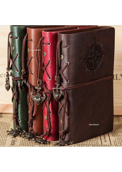 Kahverengi Retro Spiral Defter Günlüğü Not Defteri Vintage Korsan Çapalar Pu Deri Not Defteri Değiştirilebilir Kırtasiye Hediye Gezgin Dergisi (Yurt Dışından)