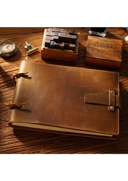 Kahverengi Hakiki Deri Eskiz Defteri Retro Boyama Dizüstü Çocuğun Kız Öğrenci Deri Ciltleme Defter Klasik El Yapımı Not Defteri (Yurt Dışından)