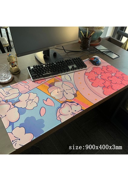 CN025648 900X400X3MM Büyük Anime Pembe Mousepad Gamer Sevimli Kawaii Xxl Oyun Mouse Pad Kauçuk Otaku Kilitleme Kenar Büyük Moda Dizüstü Dizüstü Danışma Mat (Yurt Dışından) modelleri