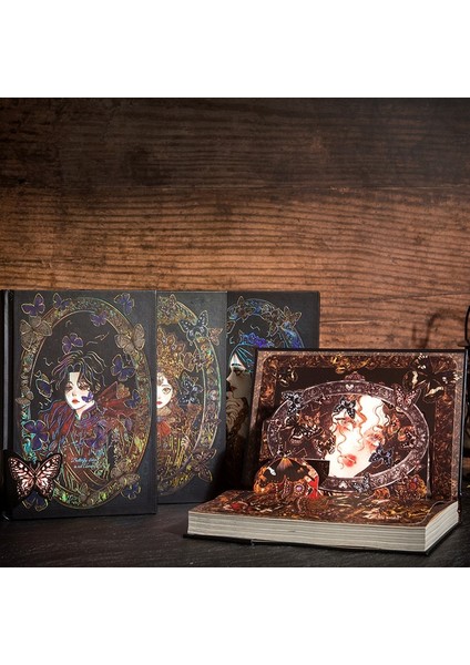 Stil 3 A5 Yaldız Kapağı 128 Sayfa Yüksek Kaliteli Iç Sayfa 3D Kapak Sayfası Retro Avrupa Tarzı Gotik Tarzı Tam Renkli Sayfa Defter (Yurt Dışından)