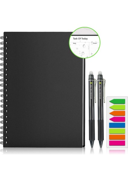 Siyah Boş Sayfa A4 A4 Akıllı Yeniden Kullanılabilir Silinebilir Defter Spiral Defter Kağıdı Not Defteri Cüzdan Günlük Defteri Ofis Okul Çizim Hediye (Yurt Dışından)