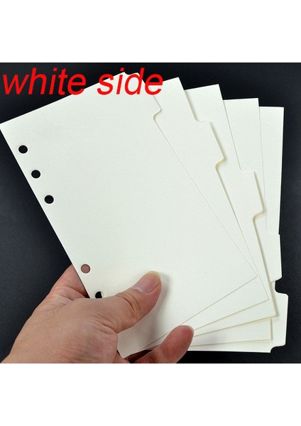 Beyaz Taraf A6 6 Delik 2 Paket Üst Taraf Planlayıcı Günlük Bölücüler A5 A6 A7 B5 A4, Siyah Kraft Beyaz Dizin Ayırıcı Kağıt Kontrol Paneli (Yurt Dışından)