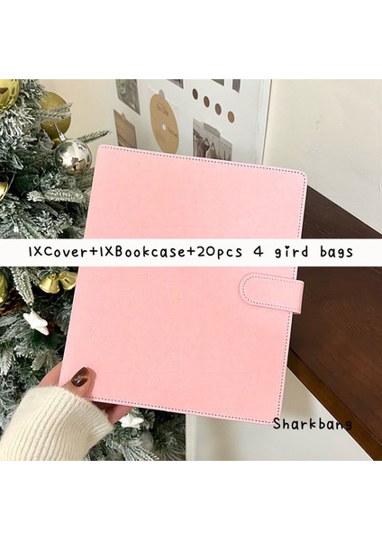 Pembe Set Sharkbang 25MM Halka A5 Colorblock Pu Bağlayıcı Kitap Toplama Kitaplık ile Tam Set, 20 Adet Dolum Kollu Hediye Seti Fotoğraf Kartları Albümü (Yurt Dışından)