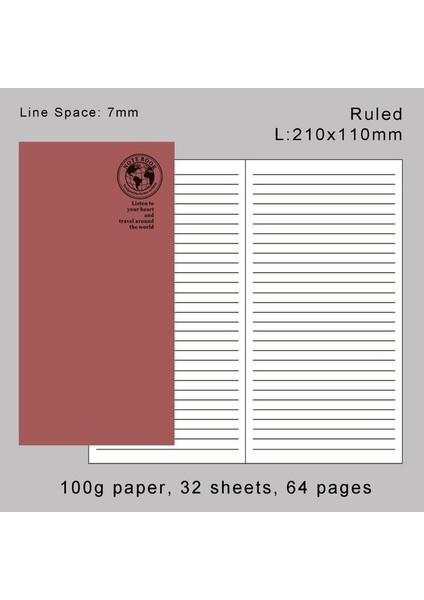L Line Retro Folyo Altın Kapak Gezginler Dizüstü Midori Defter ve Günlük Ek Parçası Için Dolum Dolgu Kağıdı Yedek Standart Pasaport (Yurt Dışından)