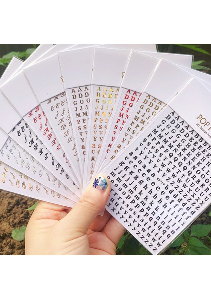 WG331LSLV Yeni Roman 26 Ingilizce Alfabe Numarası 3D Kendinden Yapışkanlı Nail Art Çıkartma Kelime Küçük Harf Tırnak Dövmeler Süslü Çıkartmalar (Yurt Dışından)
