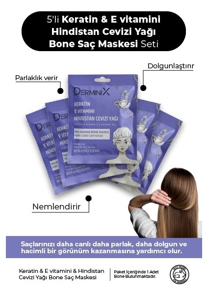 Keratin ve E Vitamini Hindistan Cevizi Yağı Bone Saç Maskesi Seti 5'li Set fiyatları