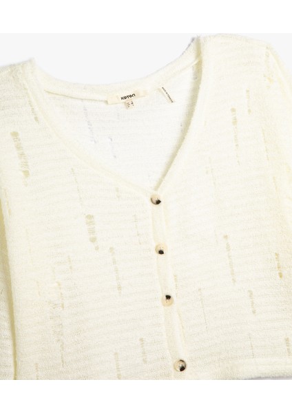 V Yaka Süveter Örgü Ajurlu Düğmeli Uzun Kollu fiyatları