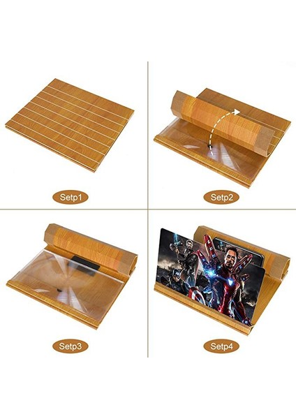 Ahşap Tahıl 12 Inç Cep Telefonu Ekran Büyüteci 3D Cep Telefonu Tutucu Büyüteç (Yurt Dışından)