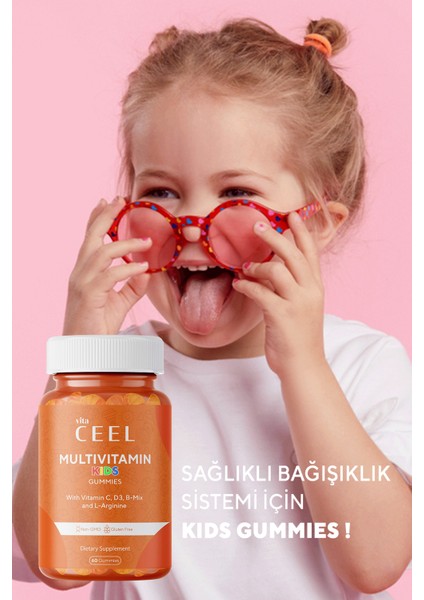 Çocuklar için Gelişme Çağı Multivitamini Vitamin C, D, B Mix, L-arginine