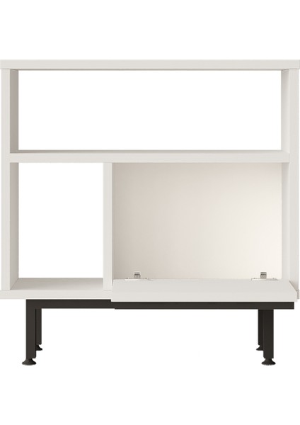 Ocean Yan Sehpa Komodin Kapaklı Metal Ayaklı Beyaz On6-W fırsatları