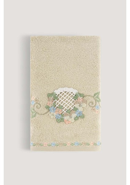 Menekse Bambu Nakıslı Havlu Bej 50X90