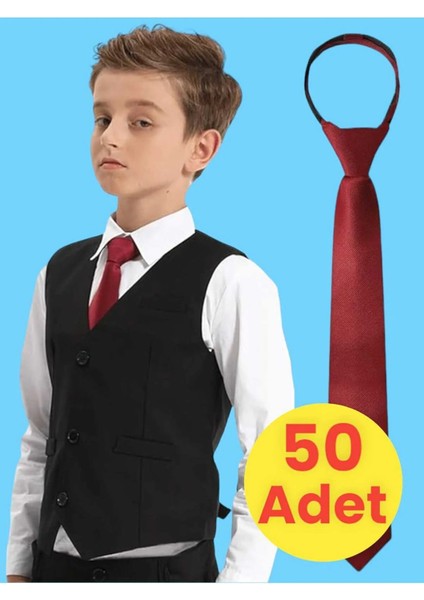 Unisex 5 - 10 Yaş Çocuk Lastikli Kravat 50 Adet