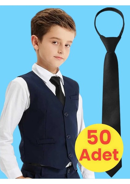 Unisex 5 - 10 Yaş Çocuk Lastikli Kravat 50 Adet