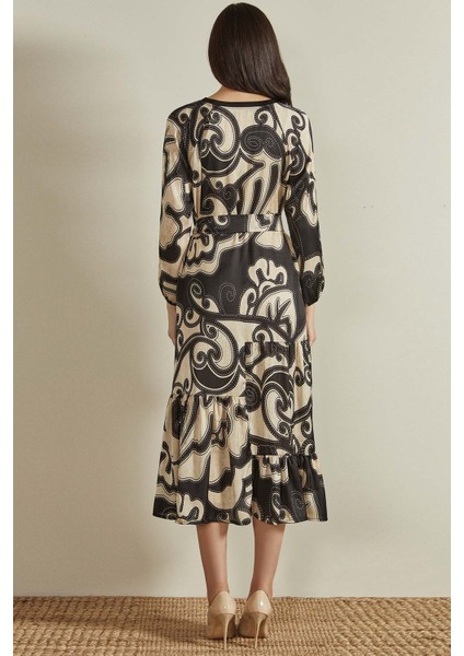 Yuvarlak Yaka Çok Renkli Baskılı Elbise fiyatları