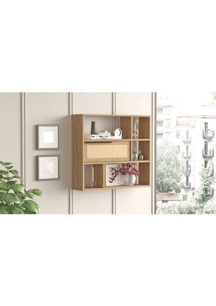 Ocean Duvar Rafı Kitaplık Kapaklı Uv Baskı Sepet-Jüt On5-Su modelleri