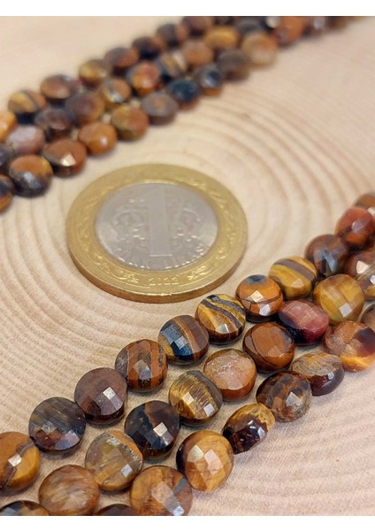 Kaplan Gözü Taşı Yassı Faset Kesim Yarım Dizi 6X4MM (18CM Uzunluğundadır)